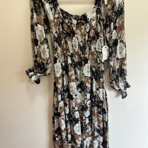 Chic Long Sleeve Floral Dress